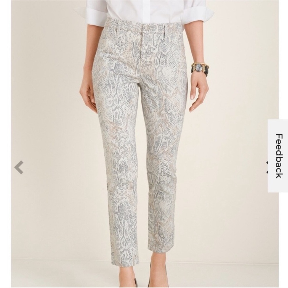 Chico’s So Slimming Python Snake Print Girlfriend Ankle Jeans